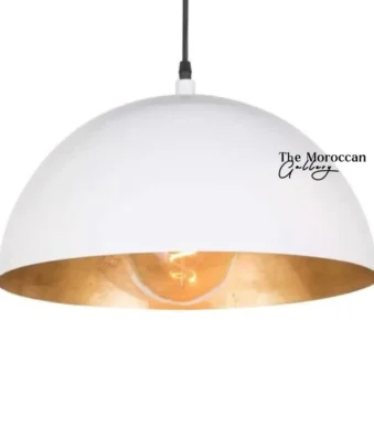 white Gold Dome Lamp - TheMoroccanGallery.com