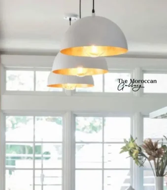 white Gold Dome Lamp - TheMoroccanGallery.com