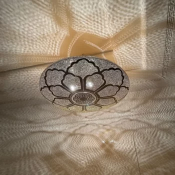 Brass Sphere Pendant Light Fixture – Pre-Wired and Includes Bulb – Moroccan Handcrafted, Perfect for Indoor Lighting Decoration - Image 2