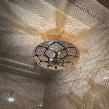 Brass Sphere Pendant Light Fixture – Pre-Wired and Includes Bulb – Moroccan Handcrafted, Perfect for Indoor Lighting Decoration - Image 5