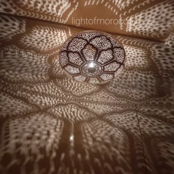 Brass Sphere Pendant Light Fixture – Pre-Wired and Includes Bulb – Moroccan Handcrafted, Perfect for Indoor Lighting Decoration - Image 4