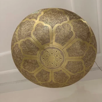 Brass Sphere Pendant Light Fixture – Pre-Wired and Includes Bulb – Moroccan Handcrafted, Perfect for Indoor Lighting Decoration - Image 7