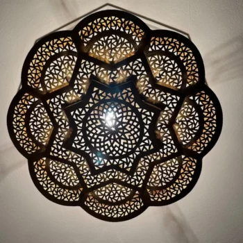 Brass Sphere Pendant Light In the shape of a flower – Moroccan Craftsmanship with Pre-Wired Assembly and Bulb – Stylish Indoor Illumination - Image 3