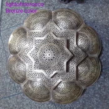 Brass Sphere Pendant Light In the shape of a flower – Moroccan Craftsmanship with Pre-Wired Assembly and Bulb – Stylish Indoor Illumination - Image 7