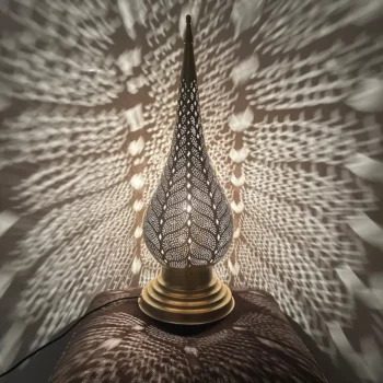 Moroccan Style Brass standing Lamp – Exquisite Handmade Piece for Living Room or Office - Image 5