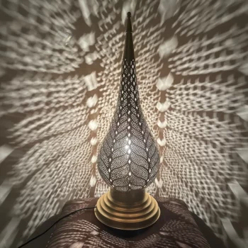 Moroccan Style Brass standing Lamp – Exquisite Handmade Piece for Living Room or Office - Image 3