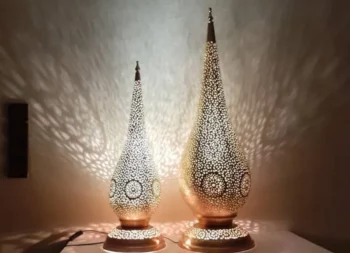 Moroccan Style Brass standing Lamp – Exquisite Handmade Piece for Living Room or Office - Image 2