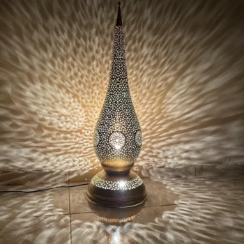 Moroccan Style Brass standing Lamp – Exquisite Handmade Piece for Living Room or Office - Image 4