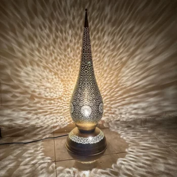 Moroccan Style Brass standing Lamp – Exquisite Handmade Piece for Living Room or Office - Image 5