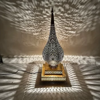 Moroccan standing Lamp – Brass Finish with Intricate Patterns – Ready to Light Up Your Space - Image 2