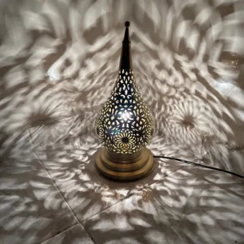 Brass Standing Lamp – Sleek Moroccan Design, Hardwired for Effortless Use - Image 2