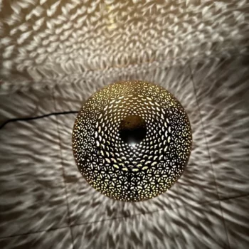 Moroccan standing Lamp – Brass Finish with Intricate Patterns – Ready to Light Up Your Space - Image 4
