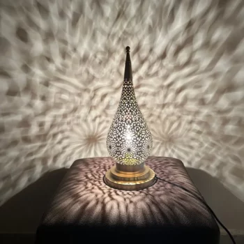 Elegant Brass Table Lamp – Handmade Moroccan Design – Perfect for Home or Office Decor - Image 4